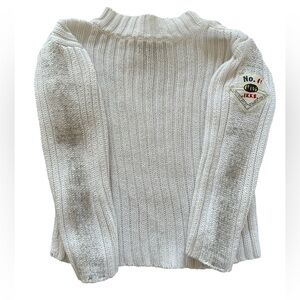 IKKS Ivory Ribbed Knit Quiet Luxury Mini Streetwear Sweater Toddler 18M
